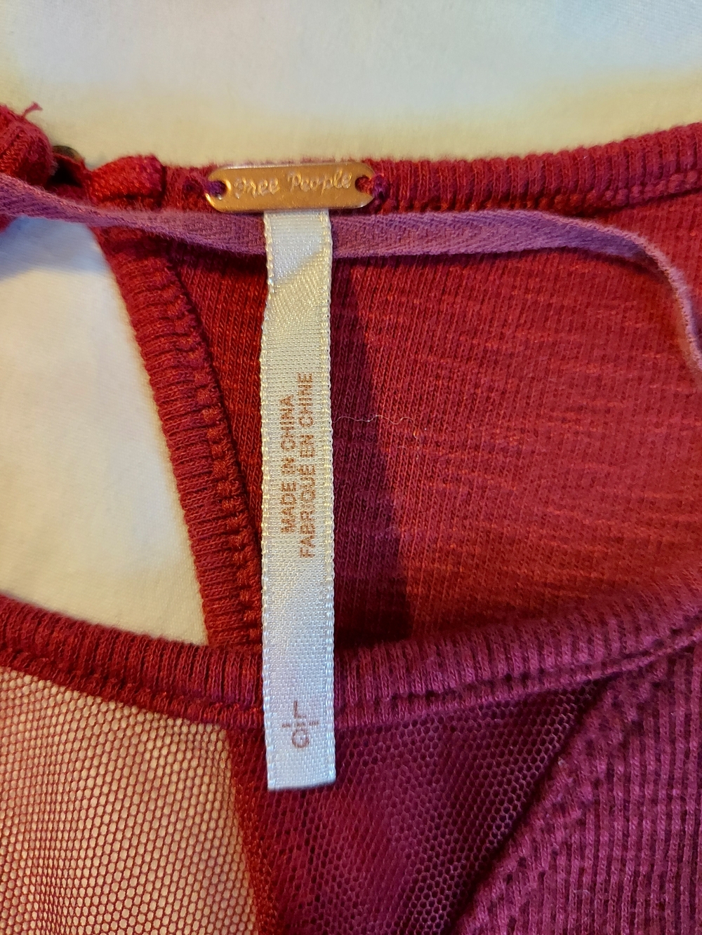 Free People Garnet Deep V-Neck Mesh Tank Top - L - Picture 3 of 8